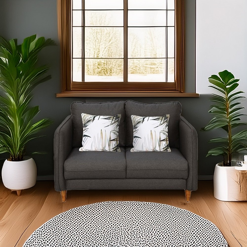 Amelio Velvet 2 Seater Sofa In Charcoal Grey Colour image