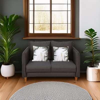 Amelio Velvet 2 Seater Sofa In Charcoal Grey Colour