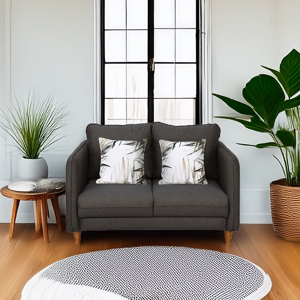 Amelio Velvet 2 Seater Sofa In Charcoal Grey Colour image