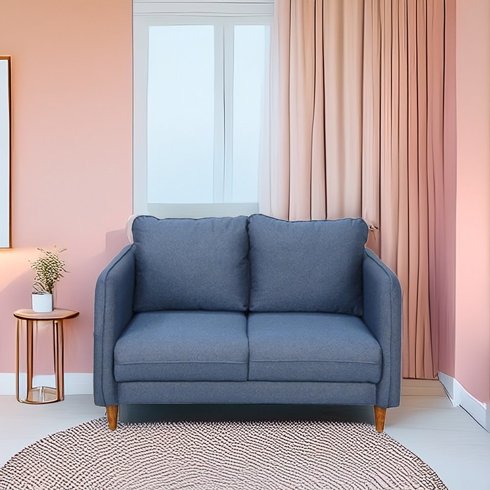 Amelio Velvet 2 Seater Sofa In Blue Colour image