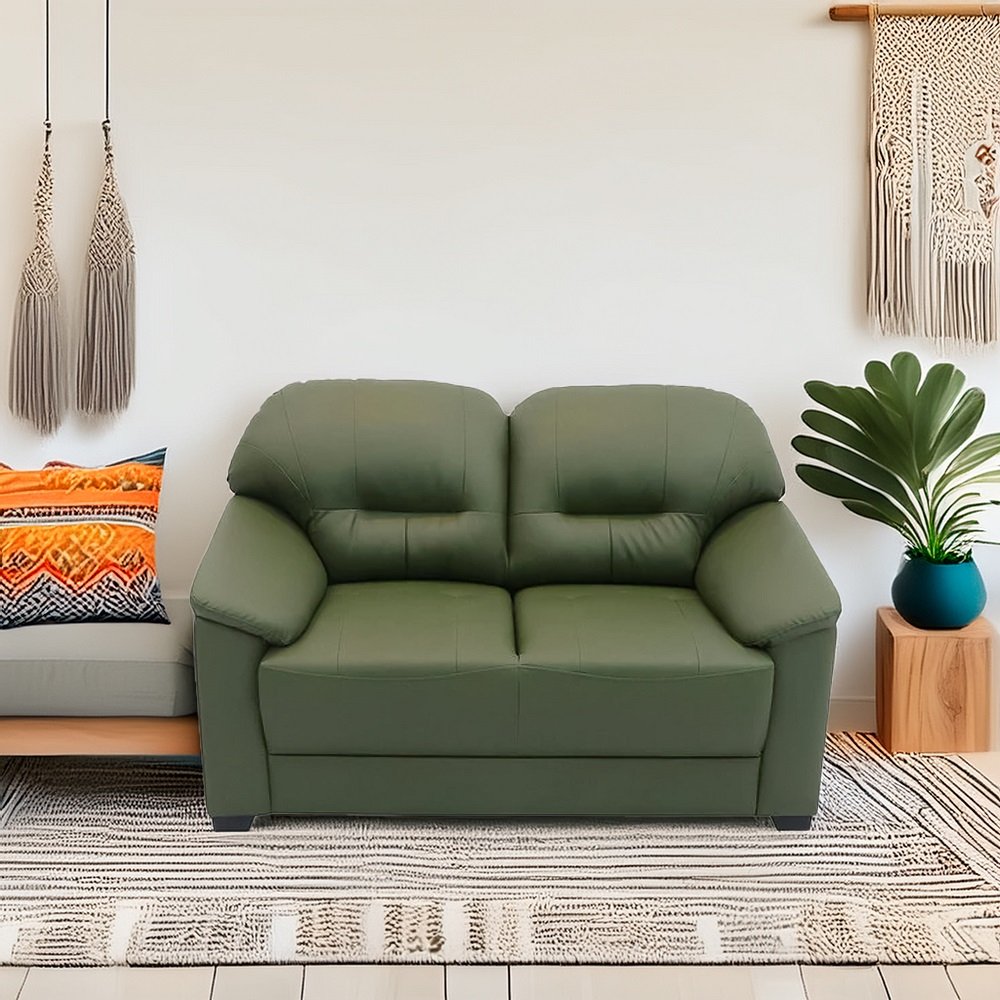 Croma Leatherette 2 Seater Sofa in Olive Green Color image