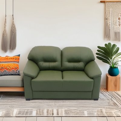Croma Leatherette 2 Seater Sofa in Olive Green Color