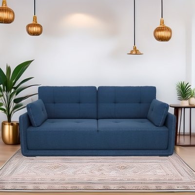 Cedar Fabric 3 Seater Sofa in Blue Color
