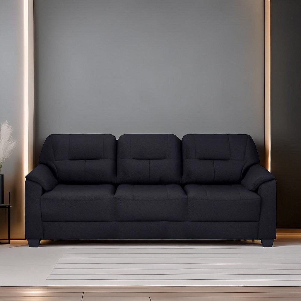 Croma Leatherette 3 Seater Sofa in Black Color image