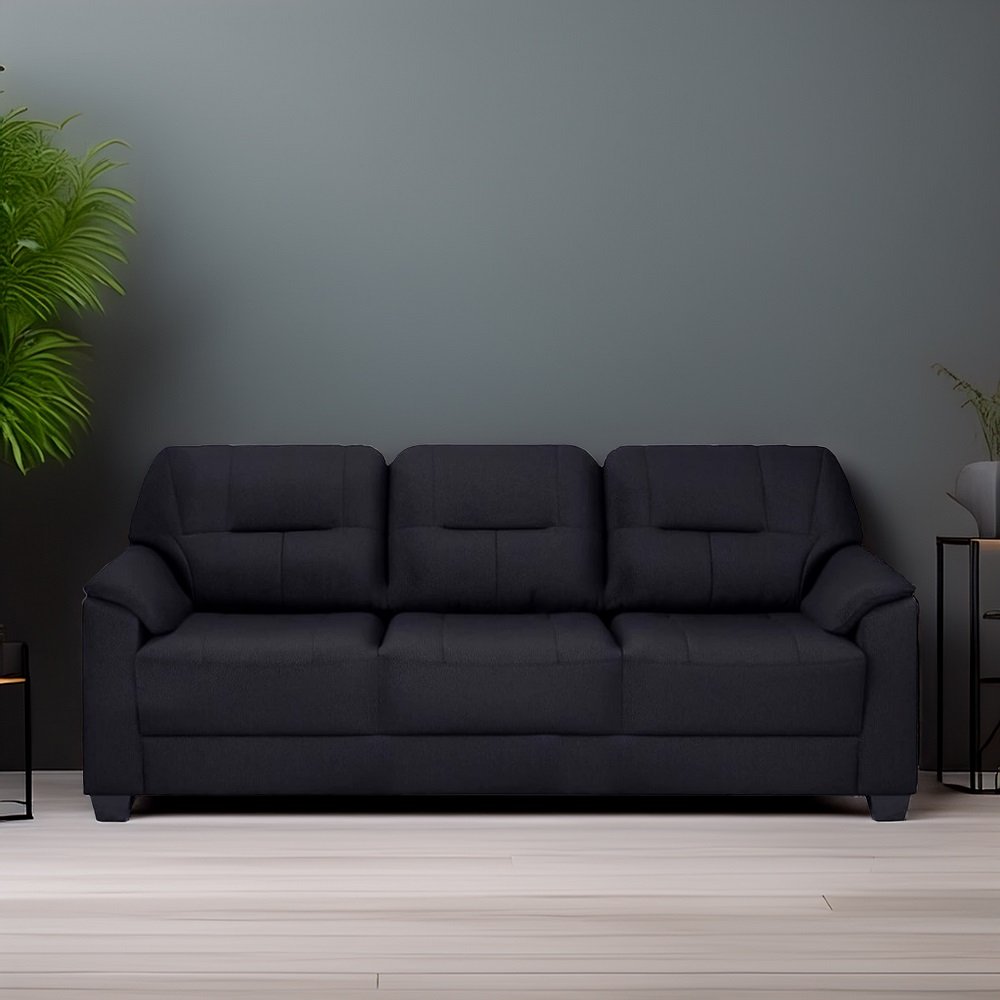 Croma Leatherette 3 Seater Sofa in Black Color image