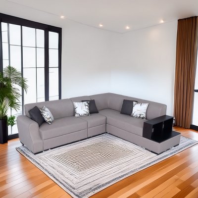 Arlo Fabric Corner Sofa in Light Brown Colour in L Shape