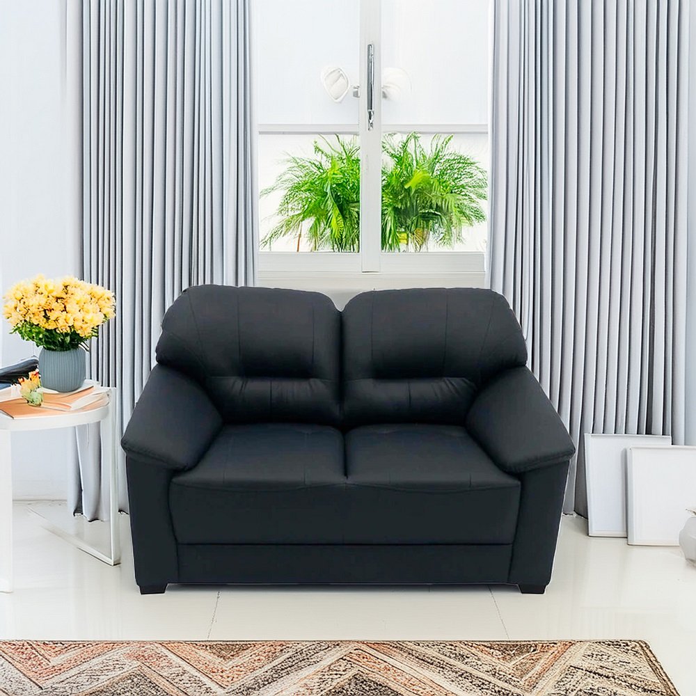 Croma Leatherette 2 Seater Sofa in Dark Blue Color image