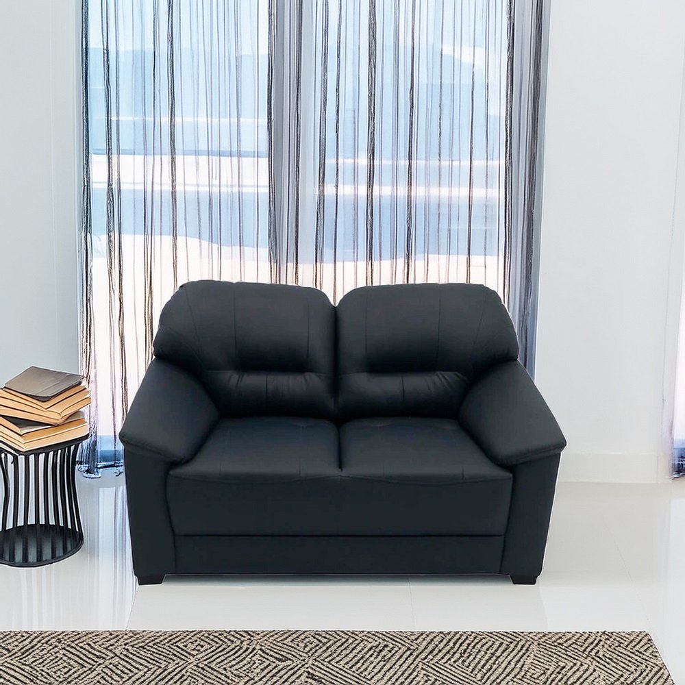 Croma Leatherette 2 Seater Sofa in Dark Blue Color image