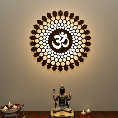 DEKORSTATION Serenity and Spiritual Illumination Om Mandala Brown Backlit & Night Light Wall Decorative Art for Indoor Wall Decoration