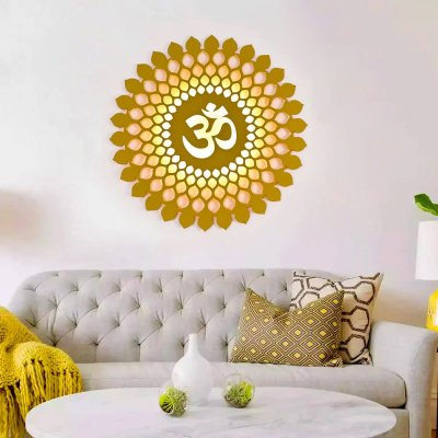 DEKORSTATION Serenity and Spiritual Illumination Om Mandala Yellow Backlit & Night Light Wall Decorative Art for Indoor Wall Decoration