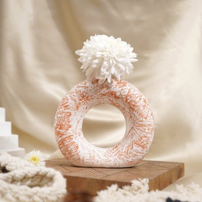 Handcrafted Multicolor Round Circle Glass Vase for Home Decor