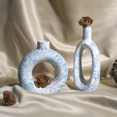 Handcrafted Set of 2 Glass Vases