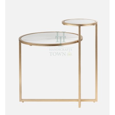 Dual Marble Side Table (Golden)