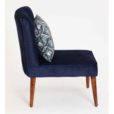 Adalira Velvet Slipper Chair In Blue Color image