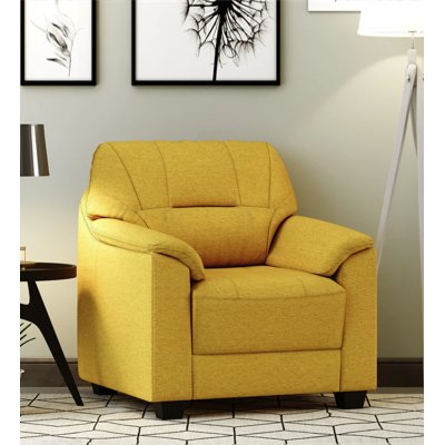 Croma Fabric 1 Seater Sofa in Yellow Color