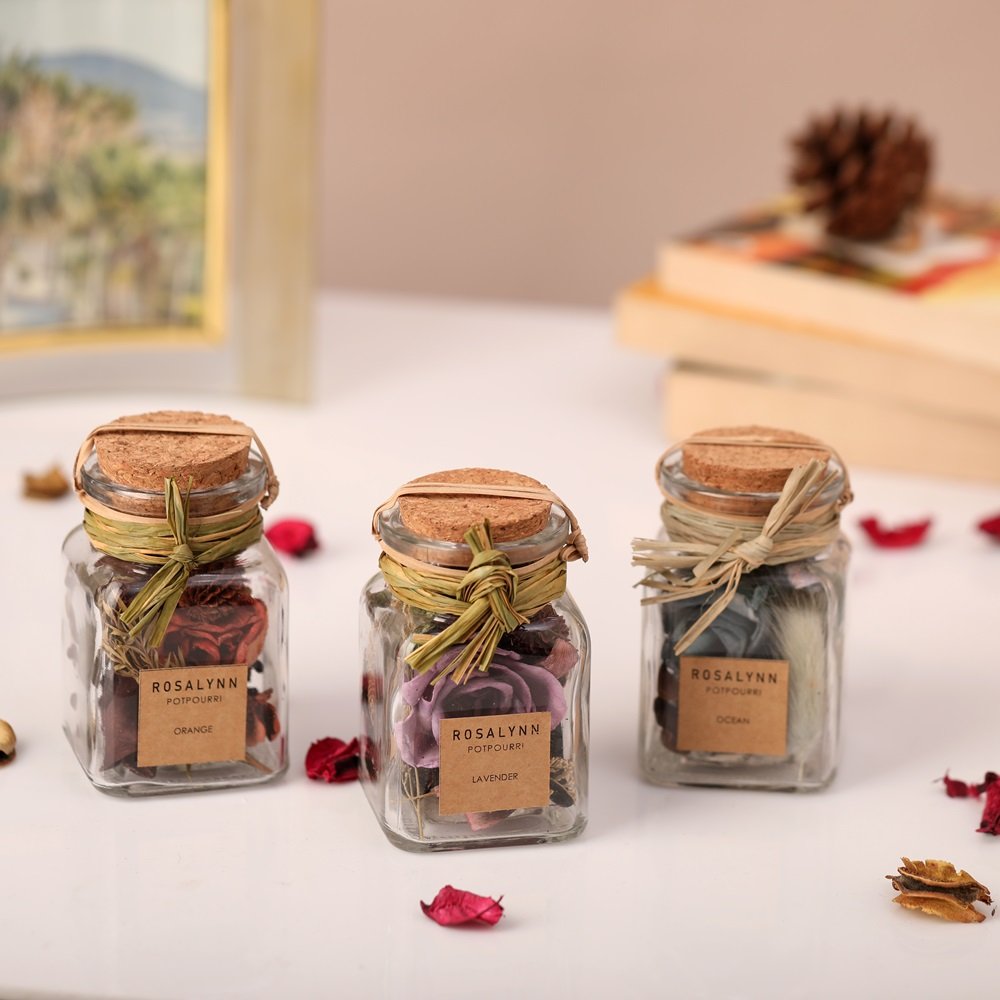 Lea dried Floral Potpourri Set of 3 (small) lavender, sunset orange, purple image