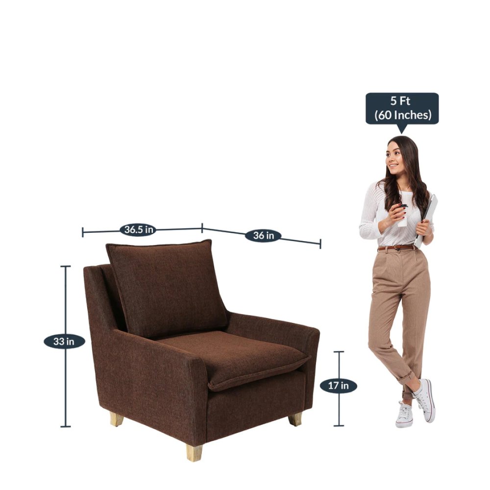 Alma Fabric Full Back Lounge Chair In Chestnut Brown Color image