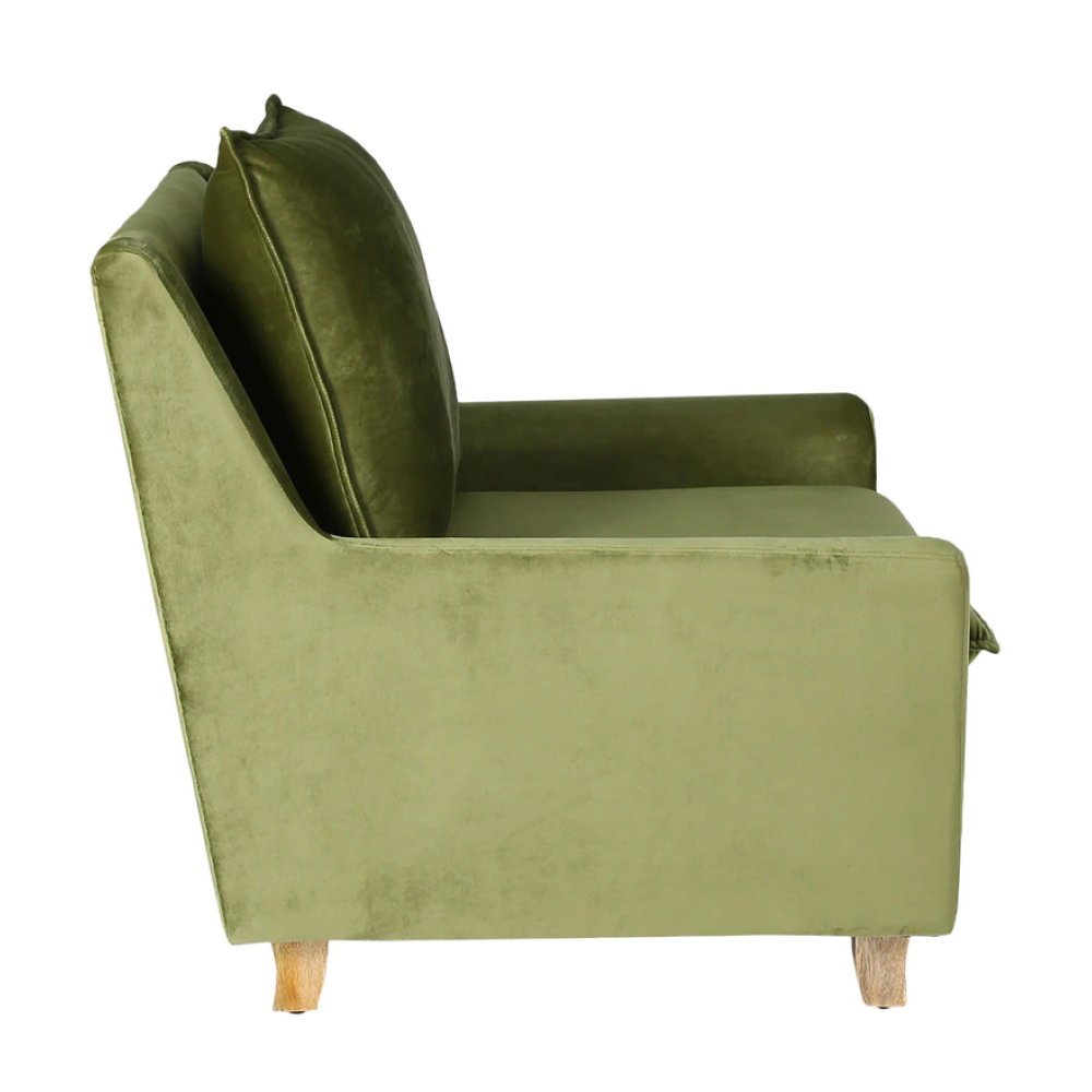 Alma Velvet Full Back Lounge Chair In Olive Green Color image
