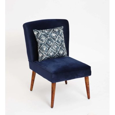 Adalira Velvet Slipper Chair In Blue Color image
