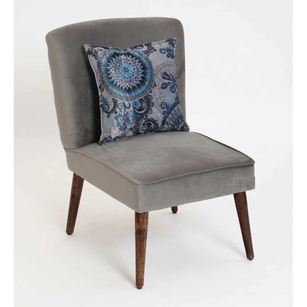 Adalira Velvet Slipper Chair In Grey Color image