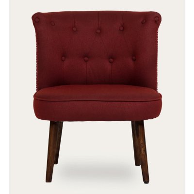 Milano Fabric Slipper Chair in Dark Red Color with Foot Stool image