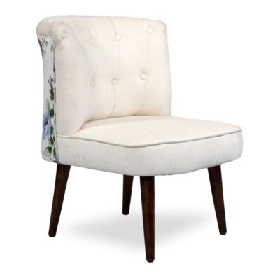 Milano Fabric Slipper Chair in White Color with Foot Stool image