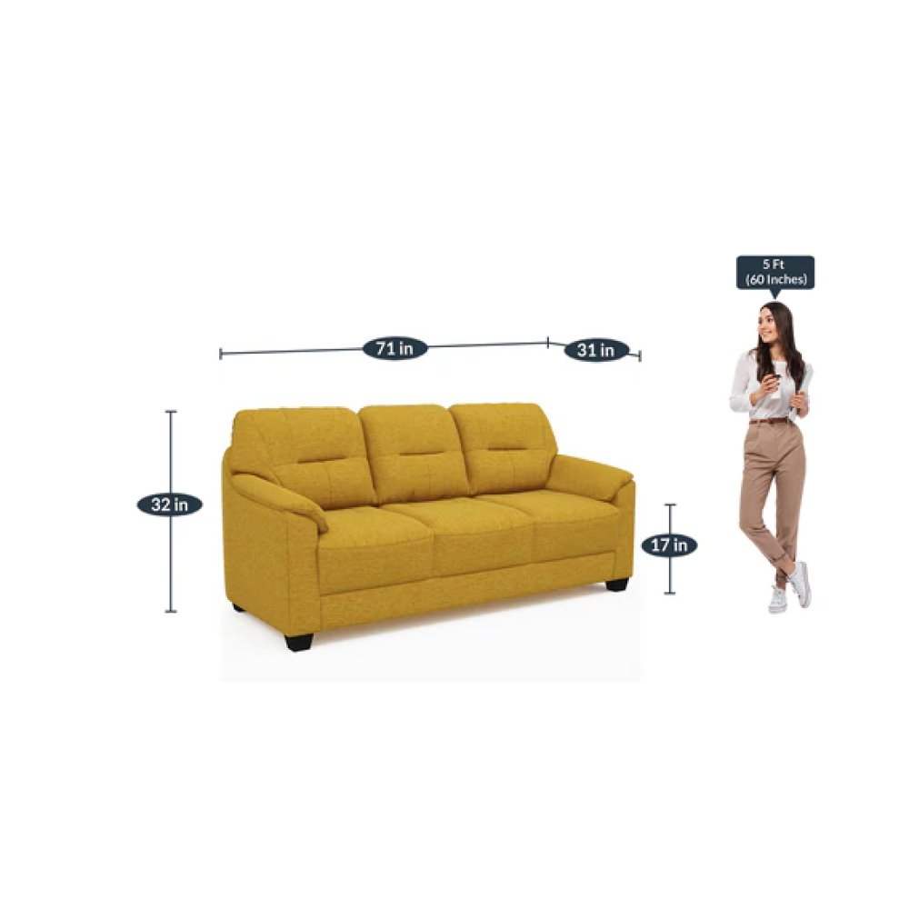 Croma Fabric 3 Seater Sofa in Yellow Color image