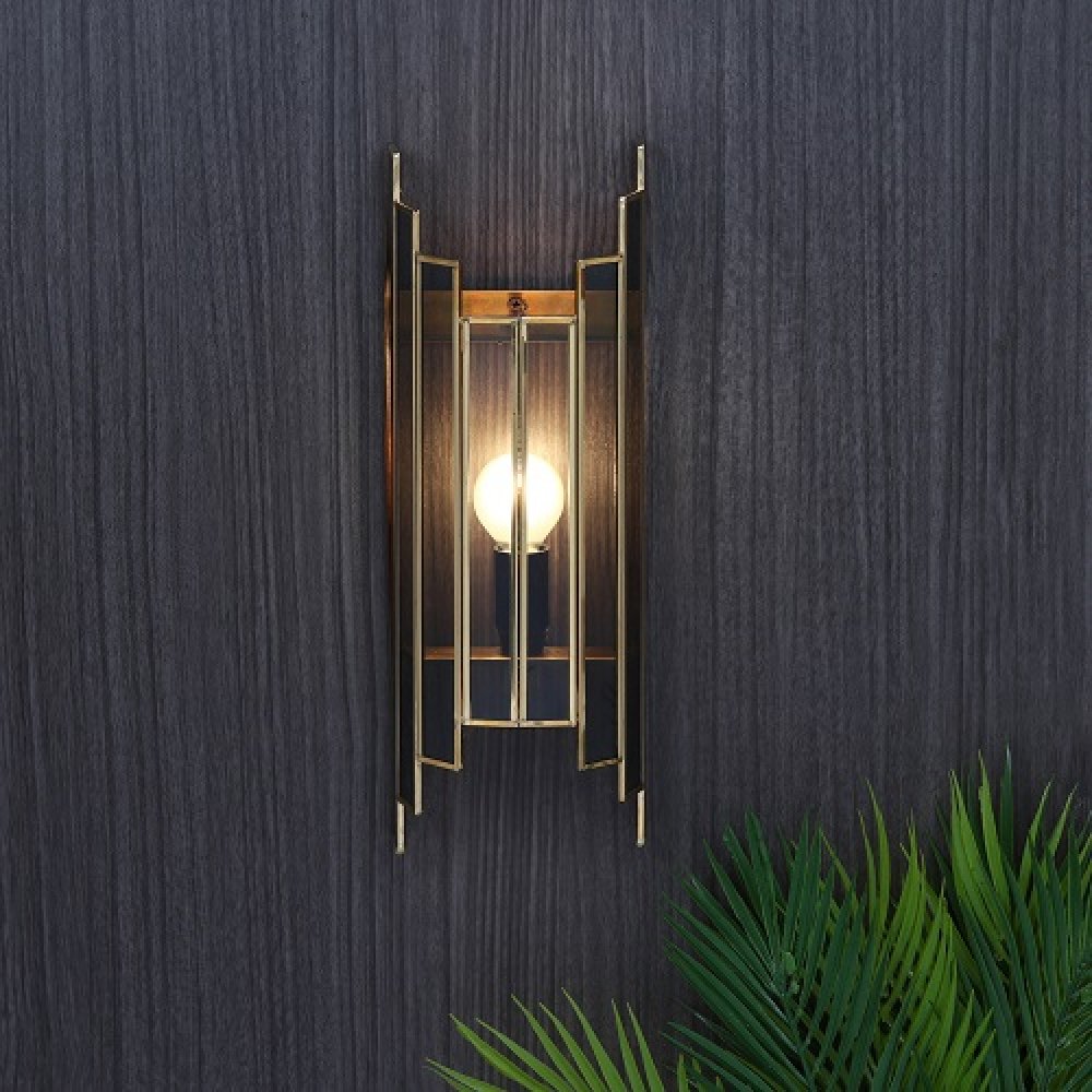 Arc De Luxe Black Wall Lamp with Black Glass image
