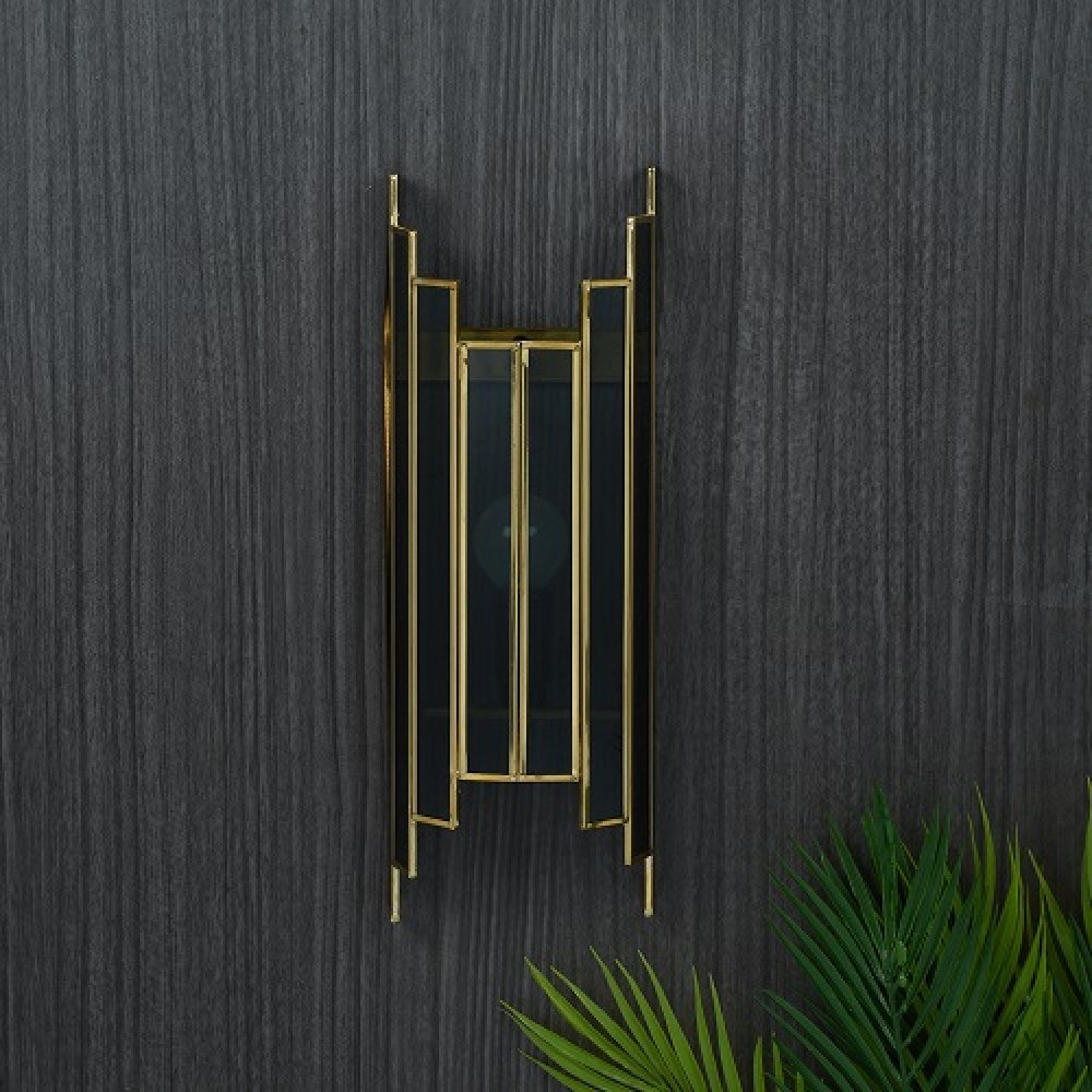 Arc De Luxe Black Wall Lamp with Black Glass image