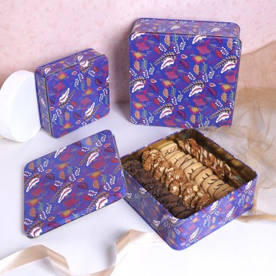 Glistindecor Set of 3 Tin Box: Rectangular Metal Storage Case with Lid