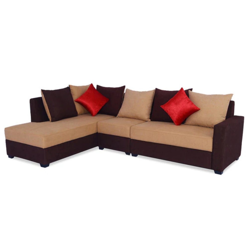 Jordan Fabric RHS Sectional Sofa in Beige & Brown Colour image