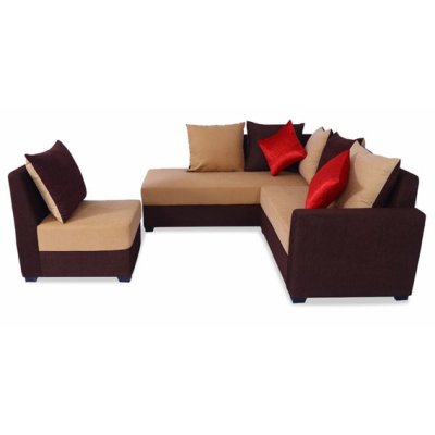 Jordan Fabric RHS Sectional Sofa in Beige & Brown Colour image