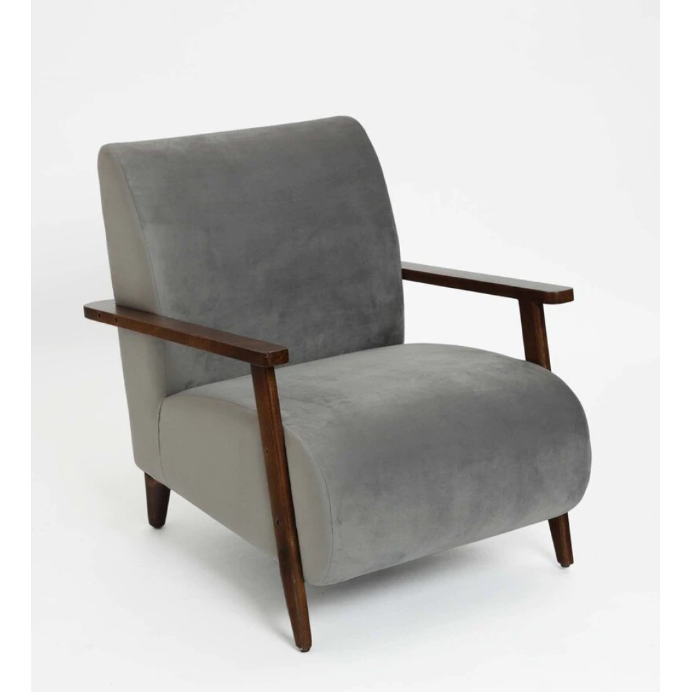 Atreo Velvet Arm Chair In Steel Grey Color image