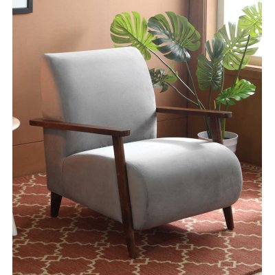 Atreo Velvet Arm Chair In Steel Grey Color