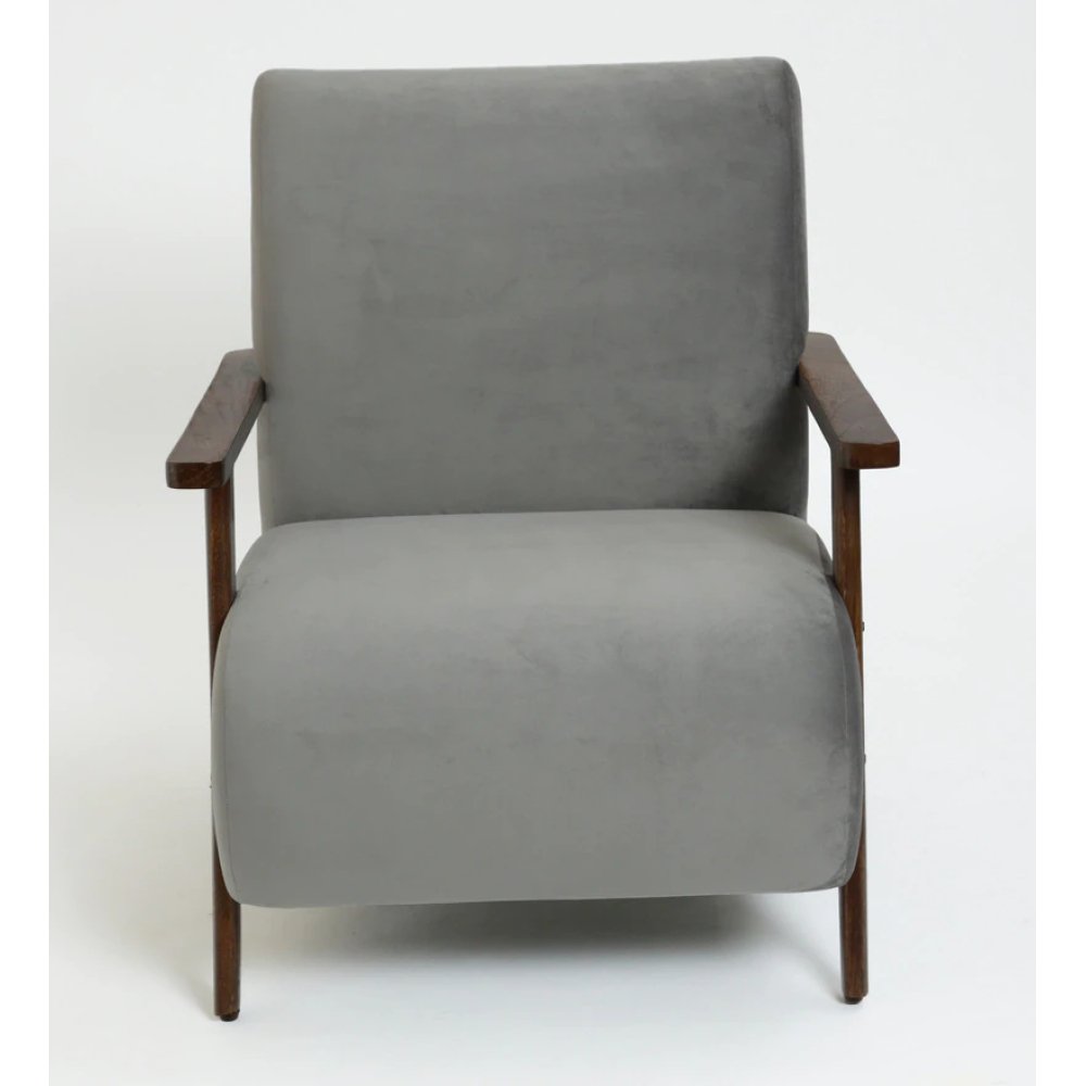 Atreo Velvet Arm Chair In Steel Grey Color image