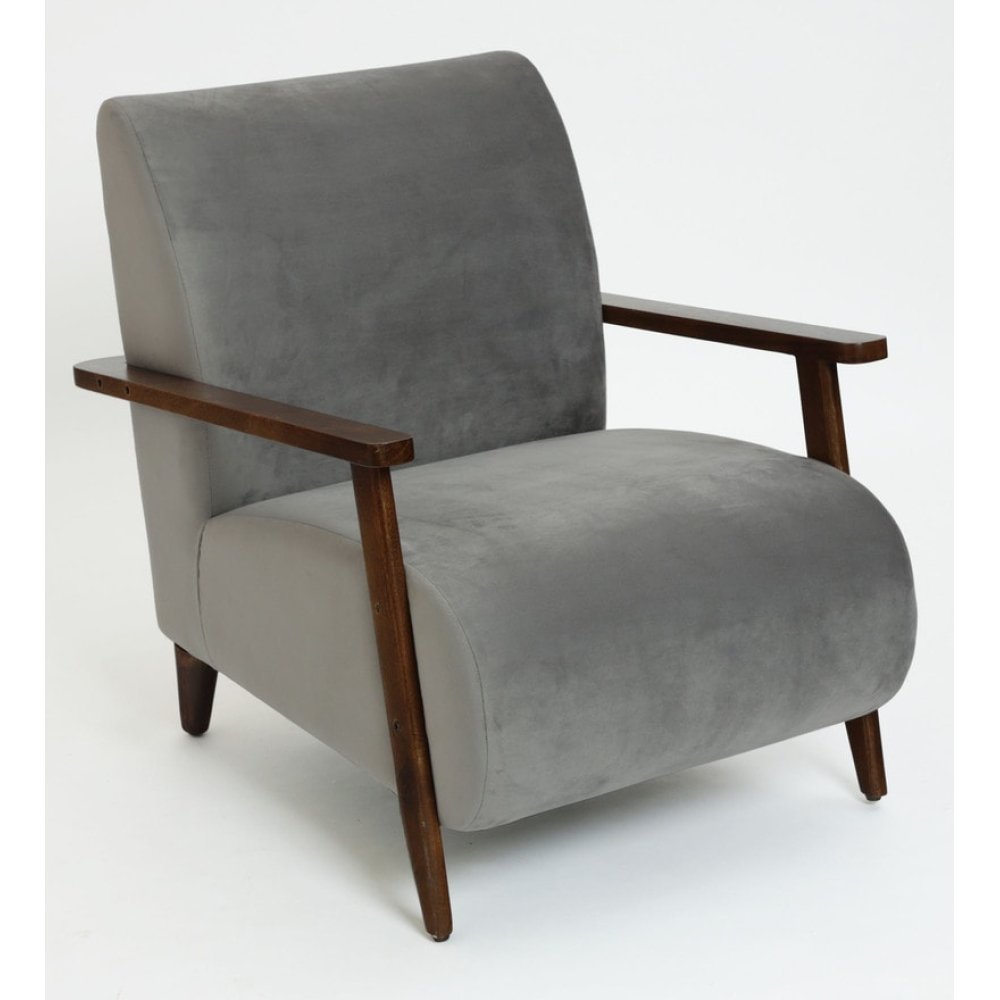Atreo Velvet Arm Chair In Steel Grey Color image