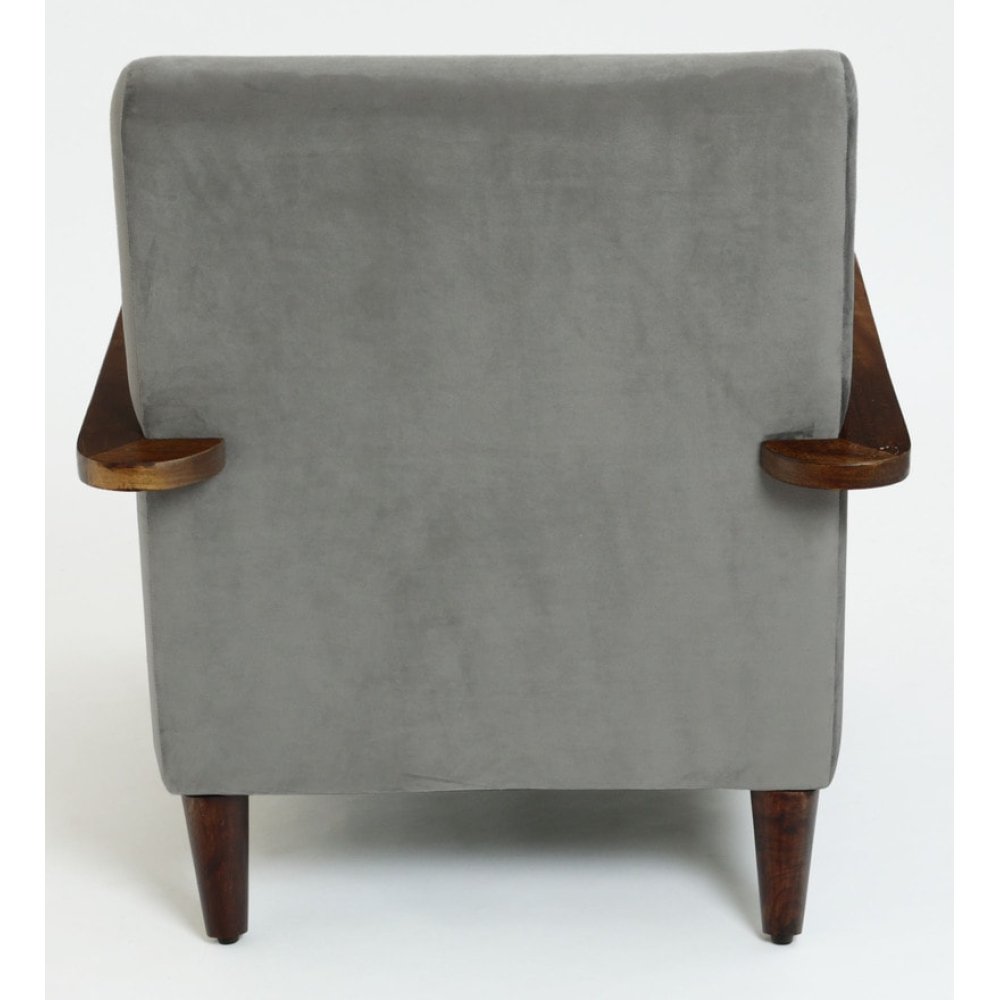 Atreo Velvet Arm Chair In Steel Grey Color image