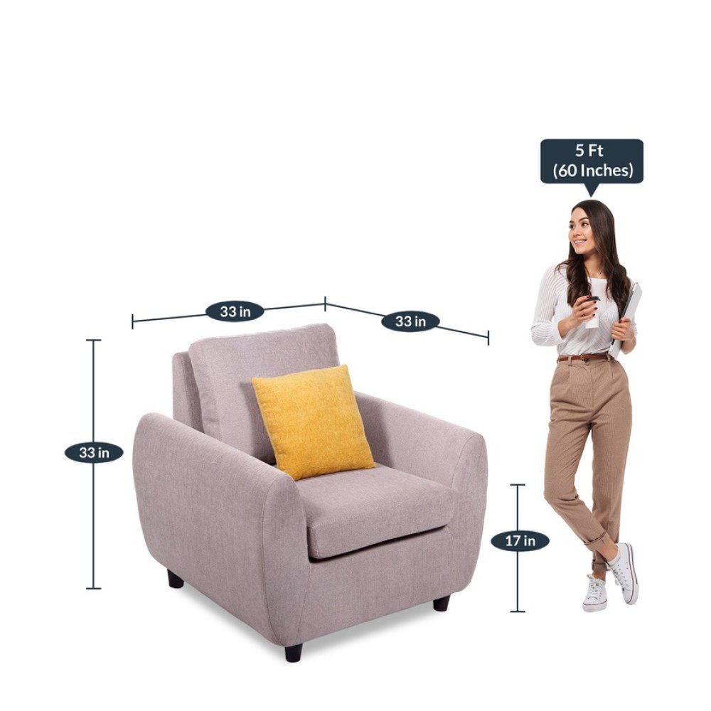Droopy Fabric 1 Seater Sofa in Light Grey Colour image