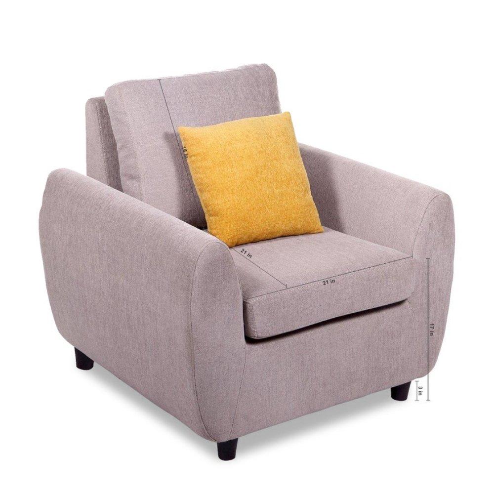 Droopy Fabric 1 Seater Sofa in Light Grey Colour image