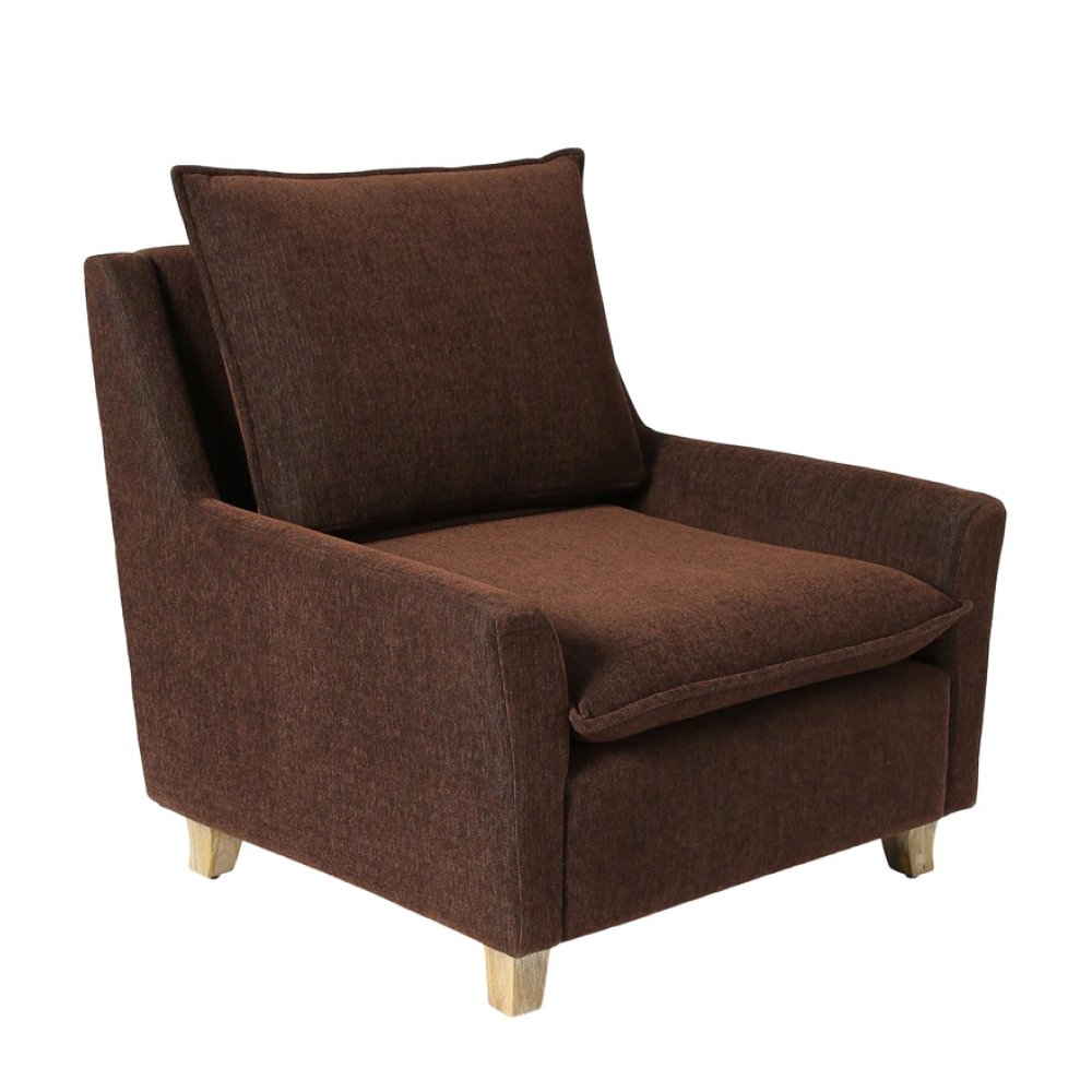 Alma Fabric Full Back Lounge Chair In Chestnut Brown Color image