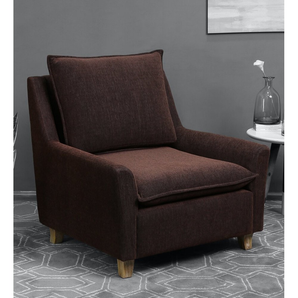 Alma Fabric Full Back Lounge Chair In Chestnut Brown Color image