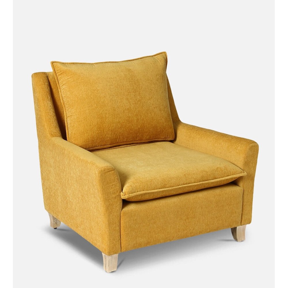 Alma Fabric Full Back Lounge Chair In Yellow Color image