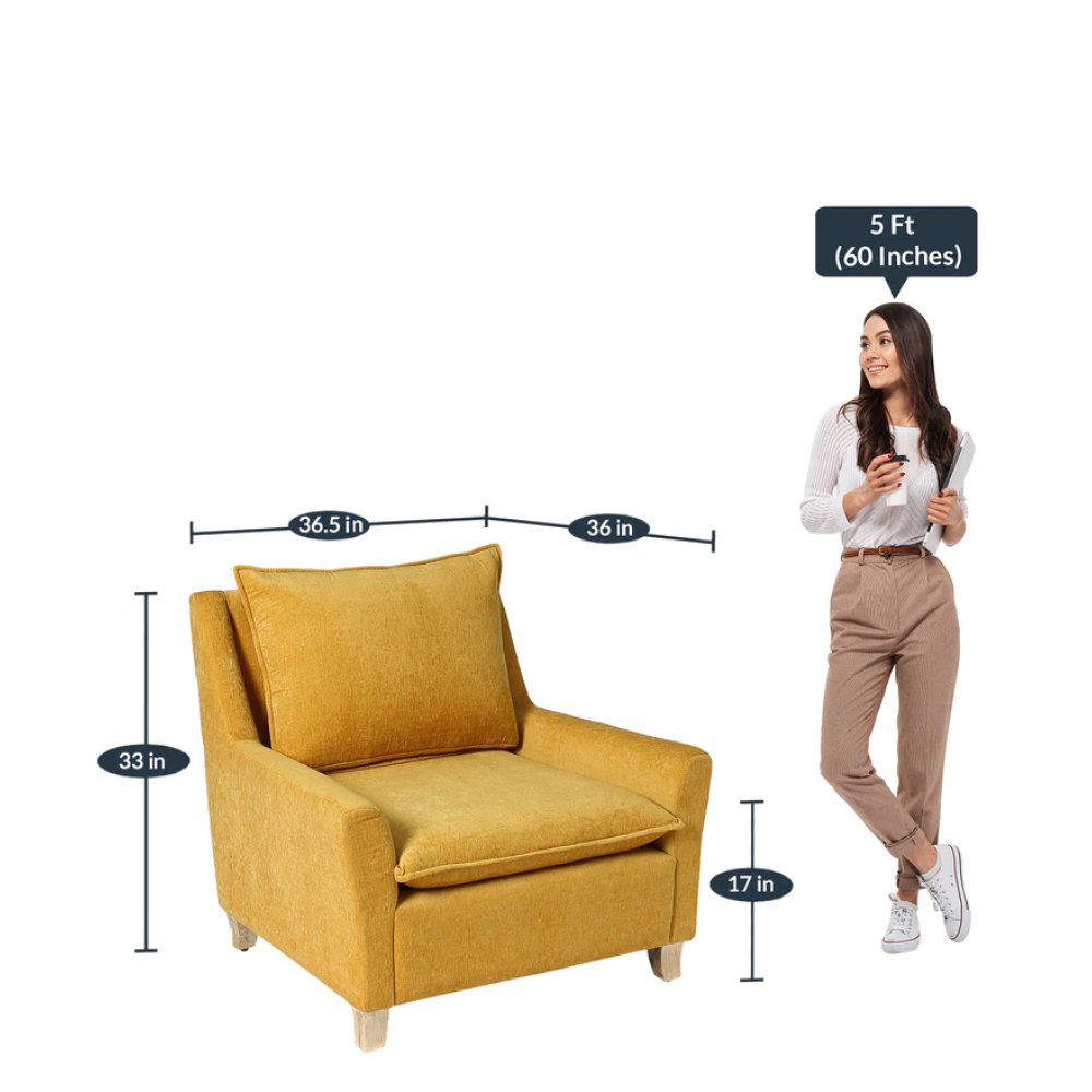 Alma Fabric Full Back Lounge Chair In Yellow Color image