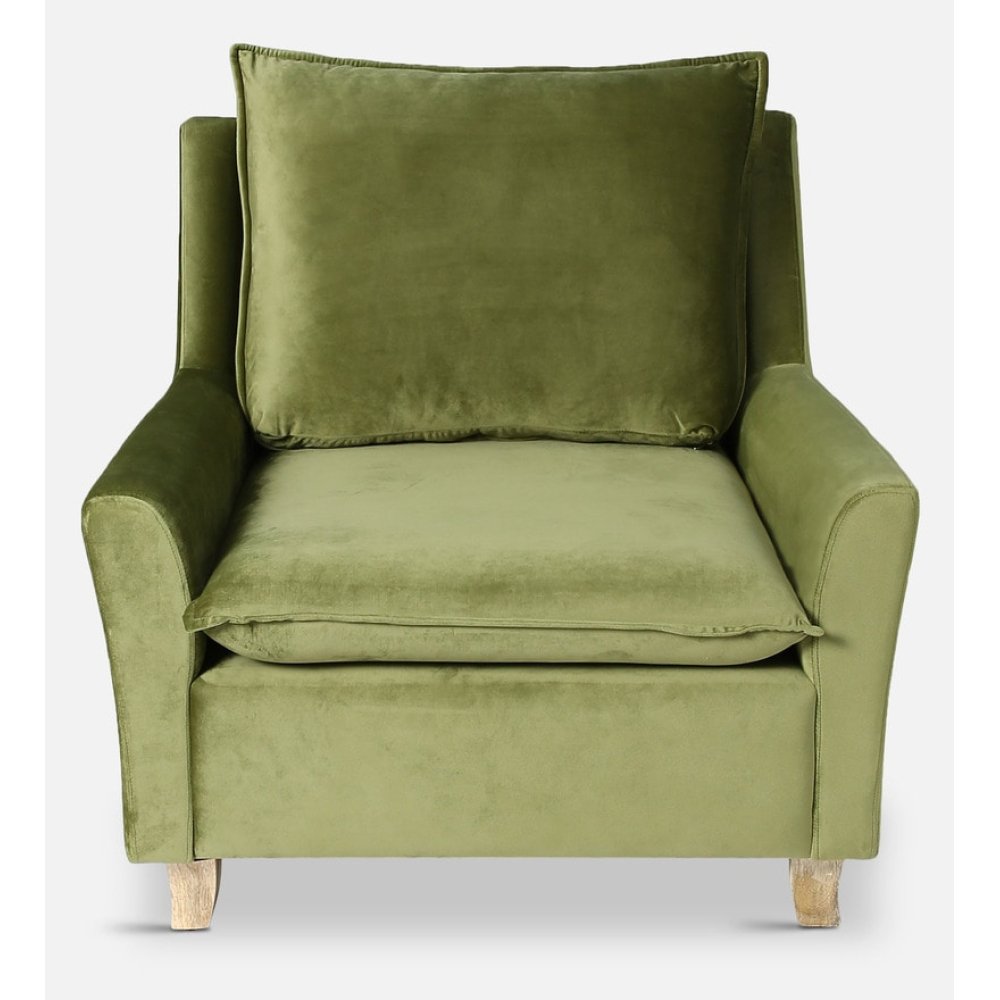 Alma Velvet Full Back Lounge Chair In Olive Green Color image