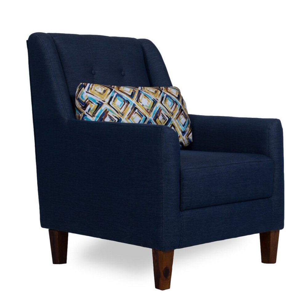 Otis Fabric Lounge Chair in Blue Color with Foot Stool image