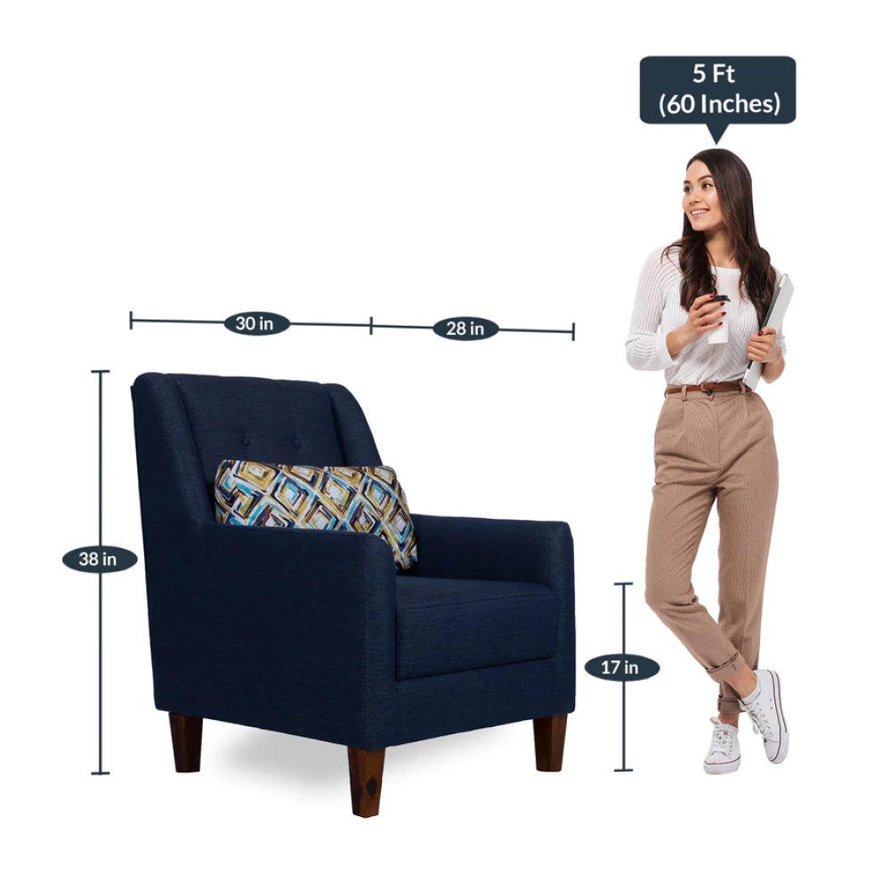 Otis Fabric Lounge Chair in Blue Color with Foot Stool image