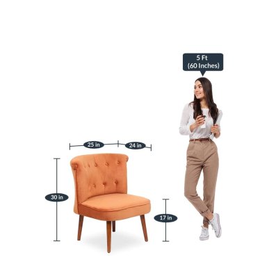 Milano Fabric Slipper Chair in Tangerine Color image