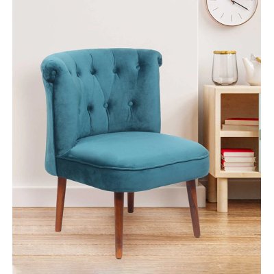 Milano Fabric Slipper Chair in Sea Blue Color
