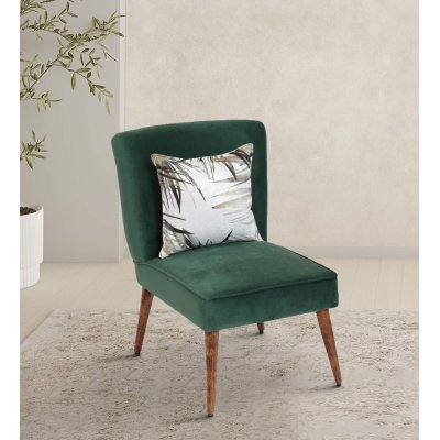 Adalira Velvet Slipper Chair In Green Color
