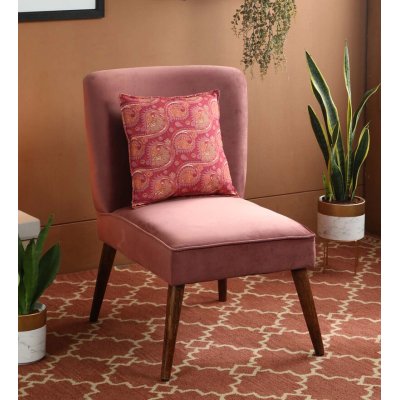 Adalira Velvet Slipper Chair In Blush Color